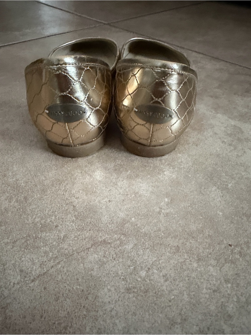 Jimmy Choo Metallic Gold Quilted D'Orsay Flats - Picture 3 of 7